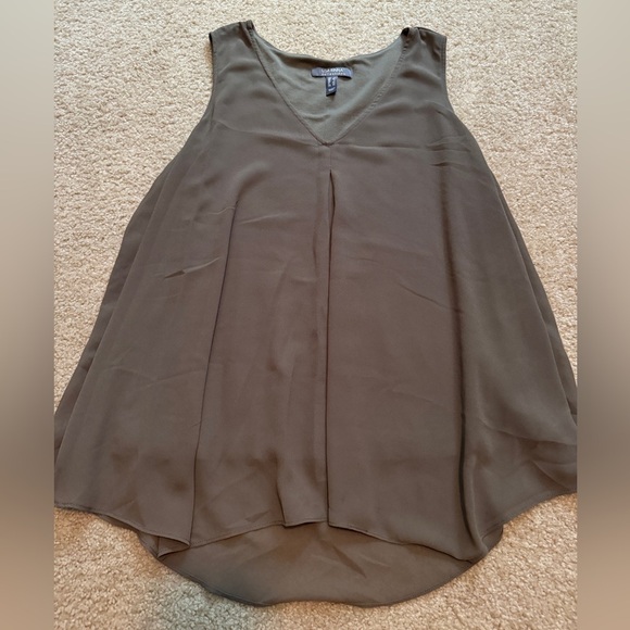 Lisa Rinna Collection Solid Sleeveless Tank Size L Olive A365773 Chiffon Minimal - Picture 2 of 14
